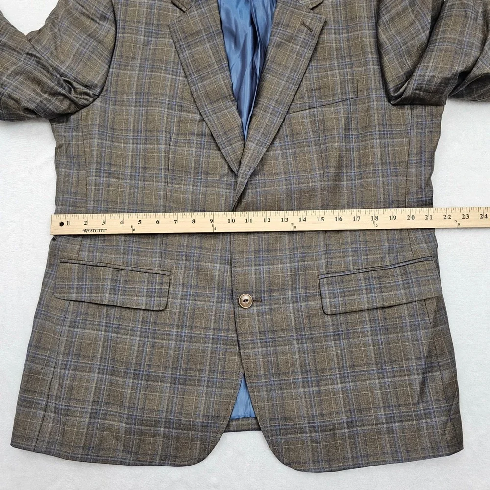 UNTUCKit Blazer Mens 44R Brown Plaid Wool Reda Italian Carrington Dark Academia
